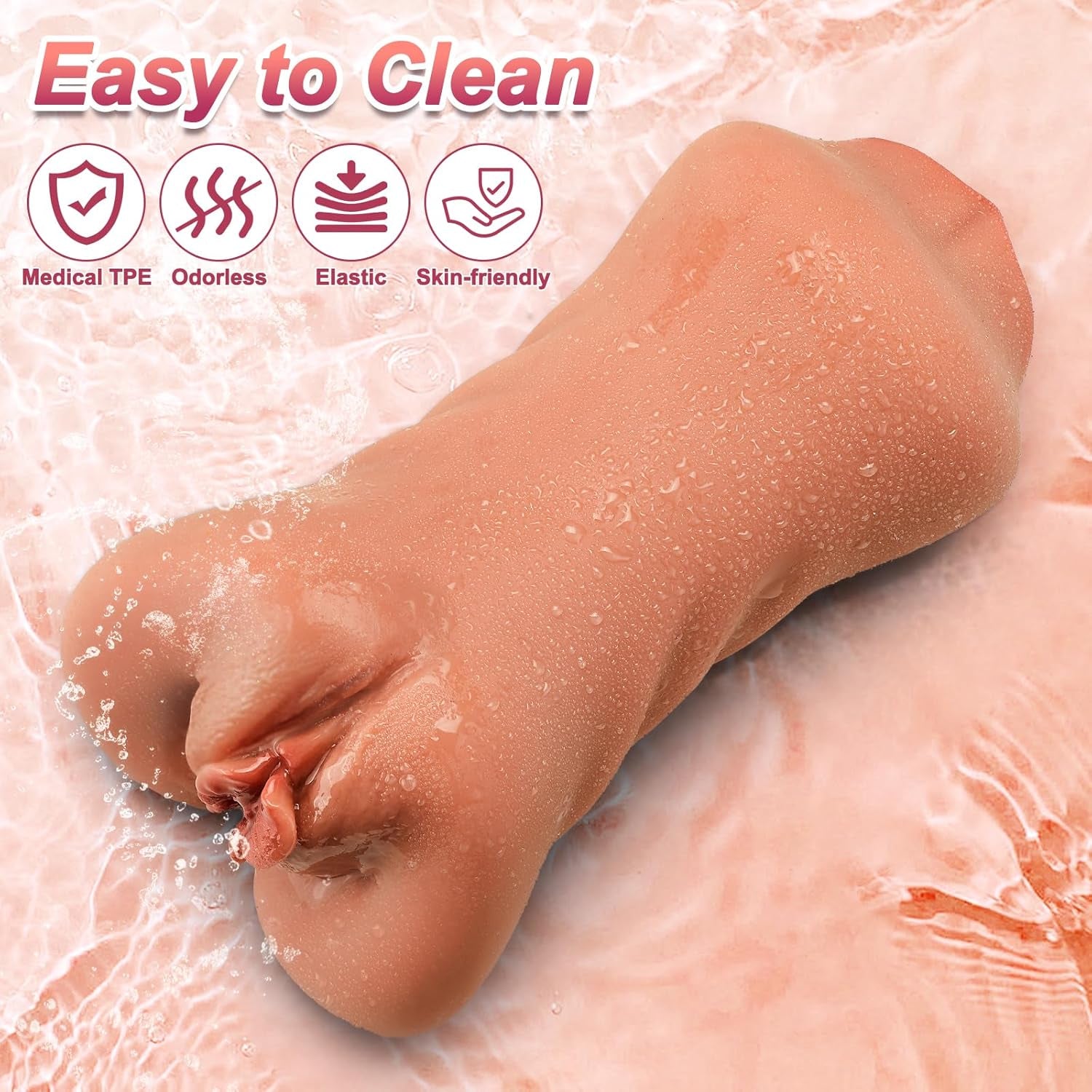 3 in 1 Pocket Pussy Male Masturbator - Adult Sex Toys for Men Penis Stimulation,Male Blowjob Stroker Toy with 3D Realistic Textured Tight Anus & Real Mouth for Man Masturbation Pleasure (Tan)