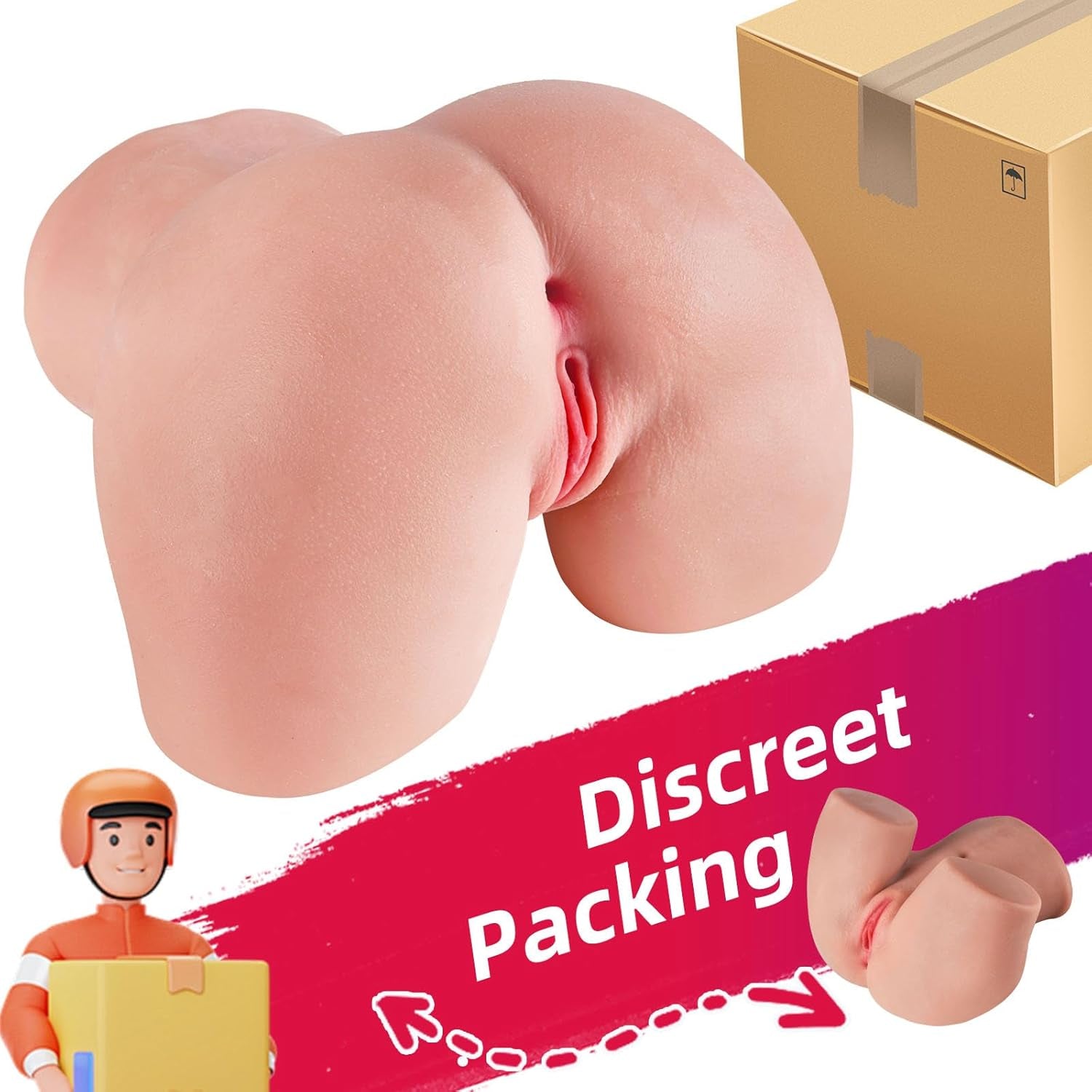 Male Masturbator Adult Sex Toys - 2 Holes Pocket Pussy Realistic Sex Dolls Male Sex Toys for Men Masturbation, 5.9 LB 3D Lifelike Soft Butt with Vagina and Anal Sex Pleasure Adult Toys Stroker