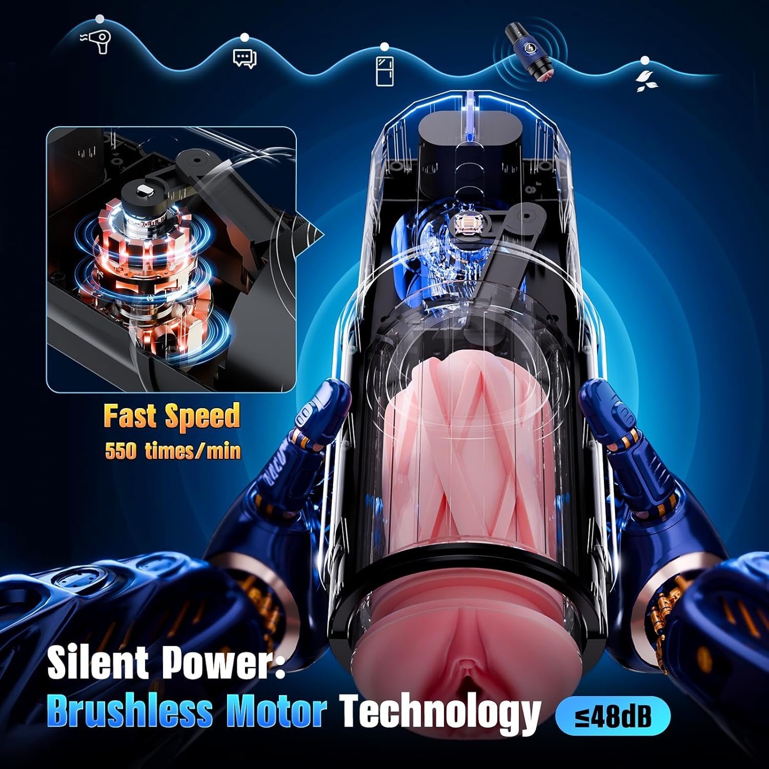 Male Masturbator Sex Toys for Men - Thrusting Male Stroker with 360° Heating, 5-Speed Smooth Motion Blowjob Adult Men'S Sex Toy, Silent Brushless Motor, Pocket Pussy Sleeve & Phone Mount