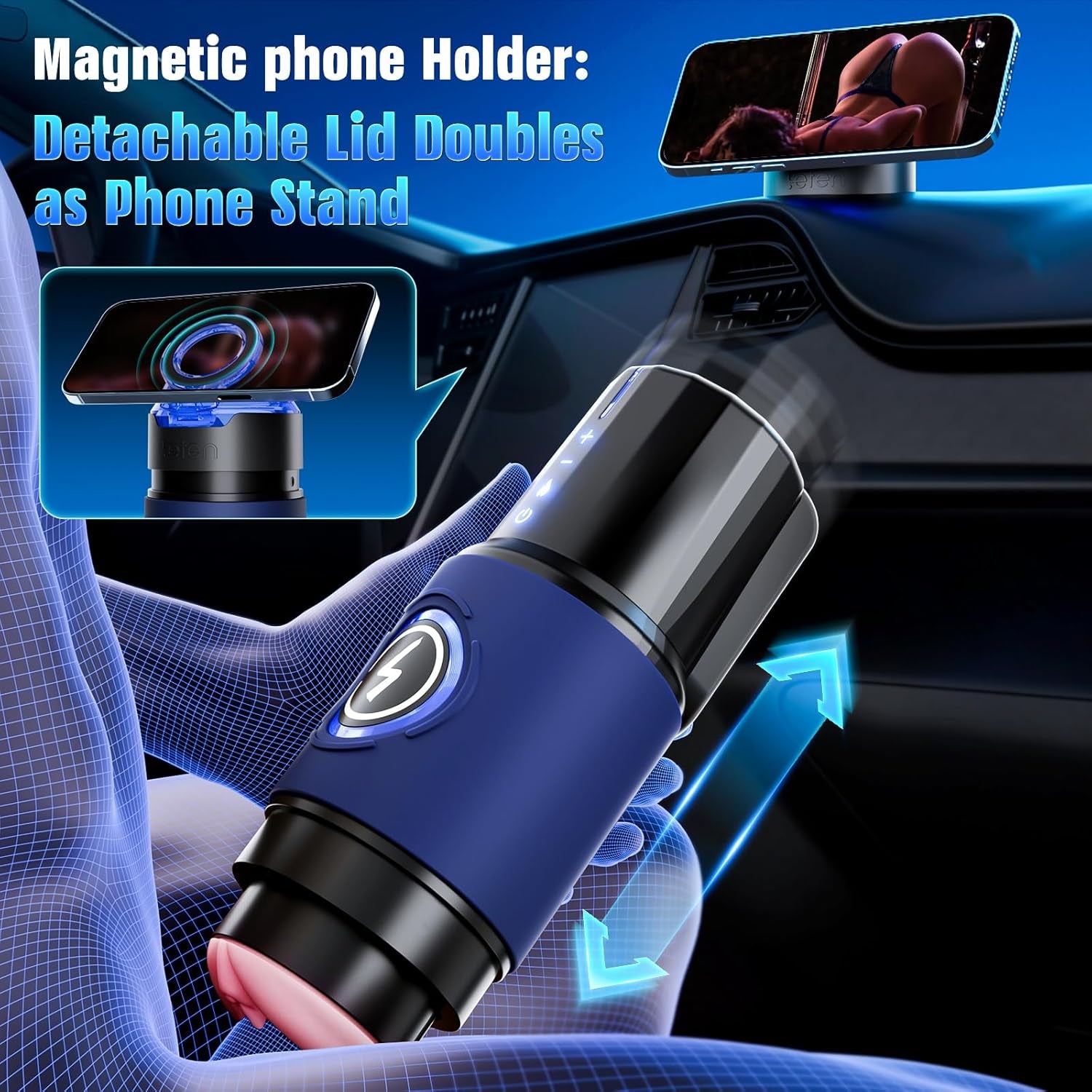 Male Masturbator Sex Toys for Men - Thrusting Male Stroker with 360° Heating, 5-Speed Smooth Motion Blowjob Adult Men'S Sex Toy, Silent Brushless Motor, Pocket Pussy Sleeve & Phone Mount