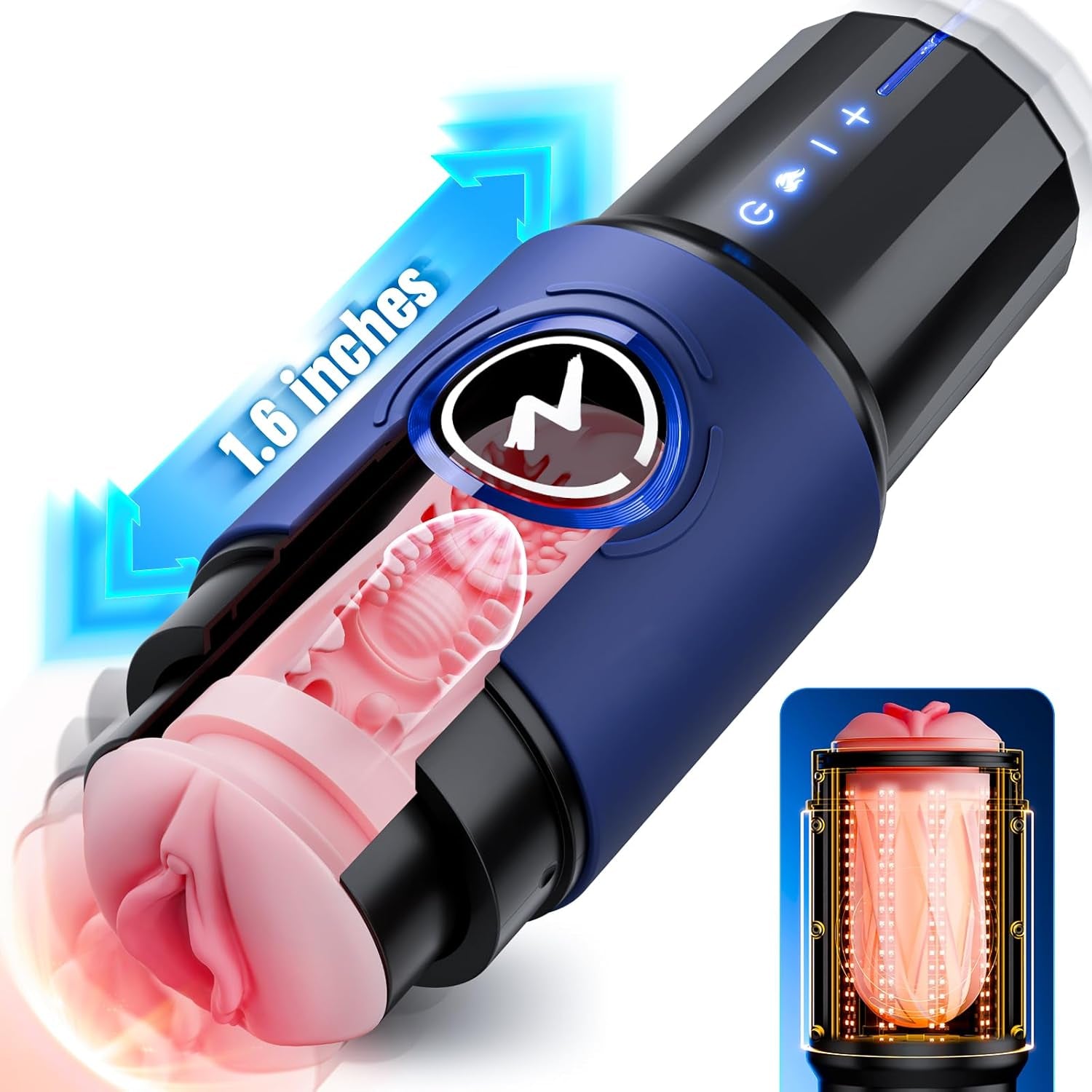 Male Masturbator Sex Toys for Men - Thrusting Male Stroker with 360° Heating, 5-Speed Smooth Motion Blowjob Adult Men'S Sex Toy, Silent Brushless Motor, Pocket Pussy Sleeve & Phone Mount
