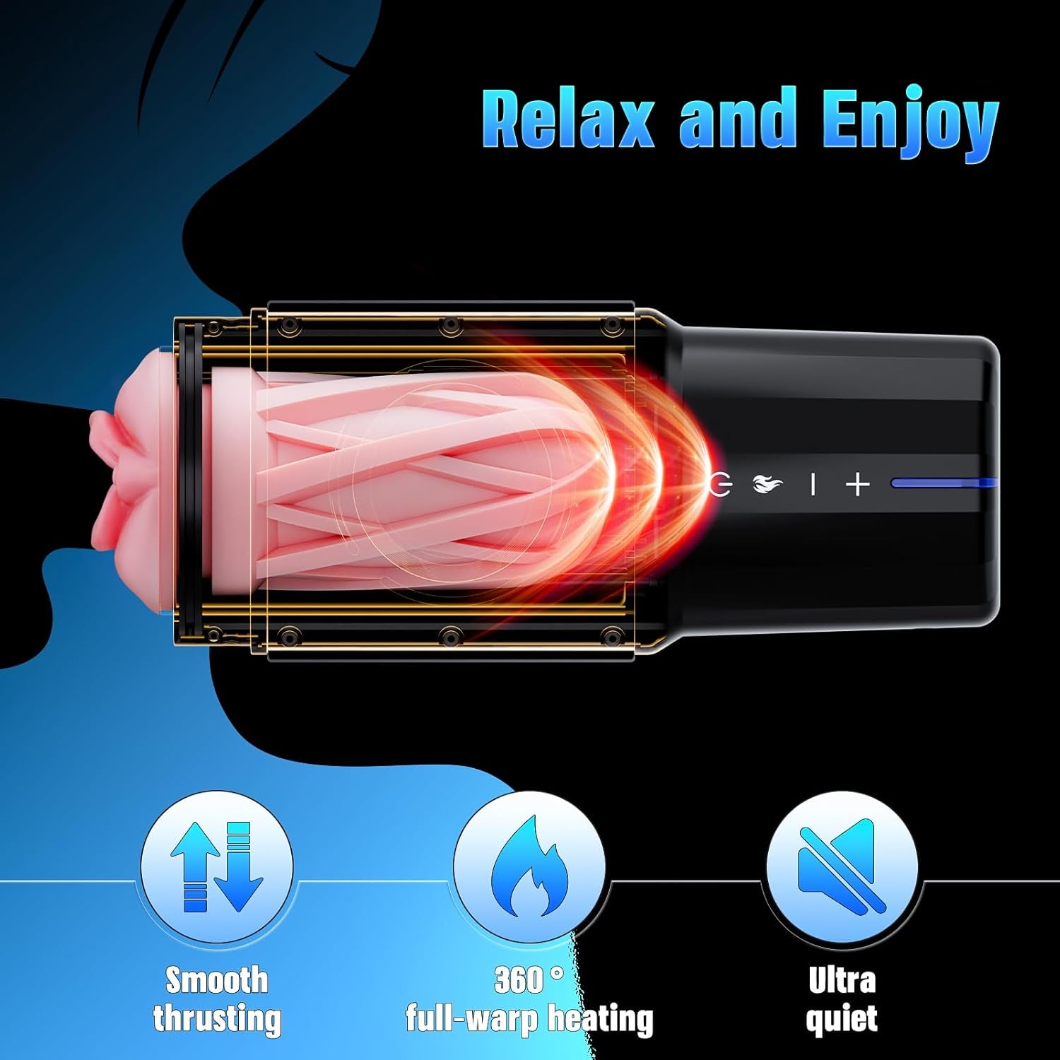 Male Masturbator Sex Toys for Men - Thrusting Male Stroker with 360° Heating, 5-Speed Smooth Motion Blowjob Adult Men'S Sex Toy, Silent Brushless Motor, Pocket Pussy Sleeve & Phone Mount