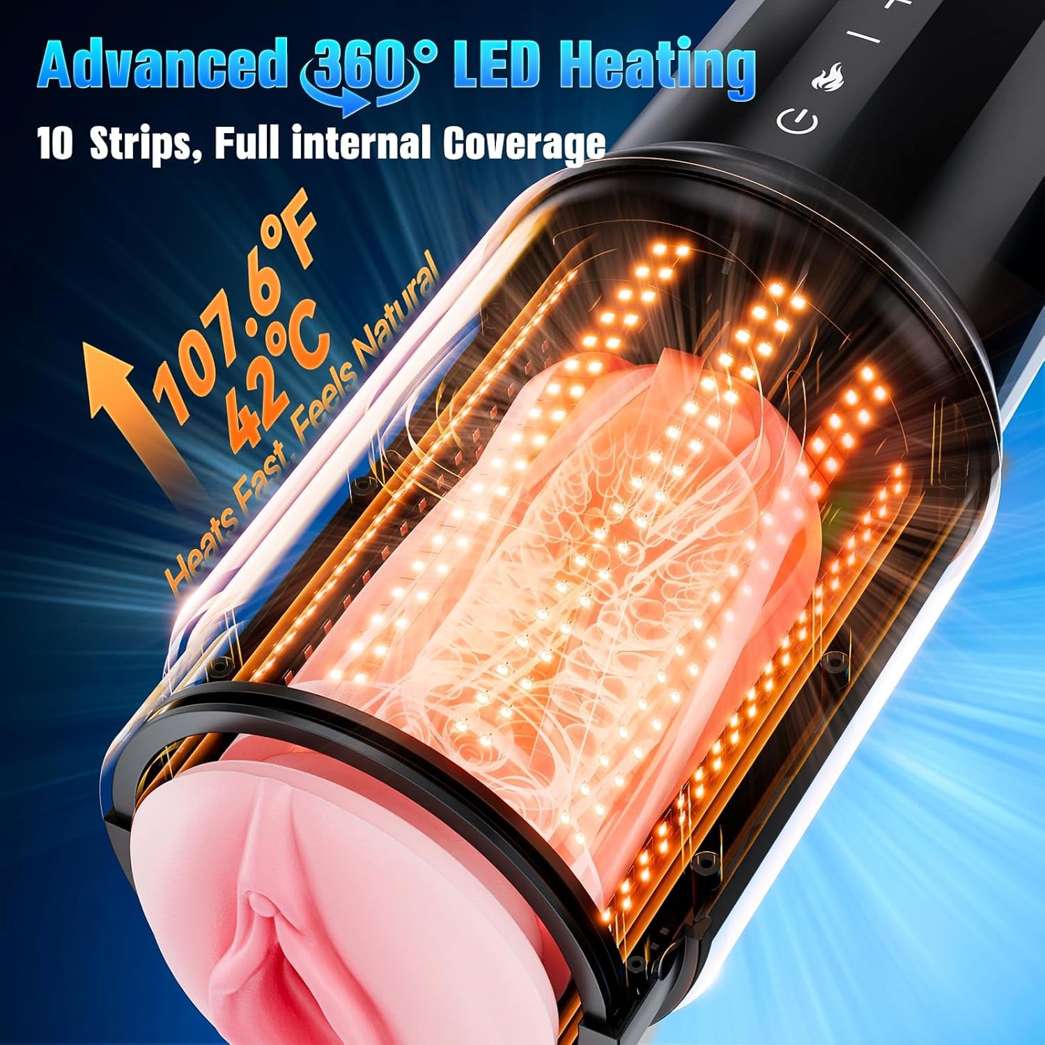 Male Masturbator Sex Toys for Men - Thrusting Male Stroker with 360° Heating, 5-Speed Smooth Motion Blowjob Adult Men'S Sex Toy, Silent Brushless Motor, Pocket Pussy Sleeve & Phone Mount